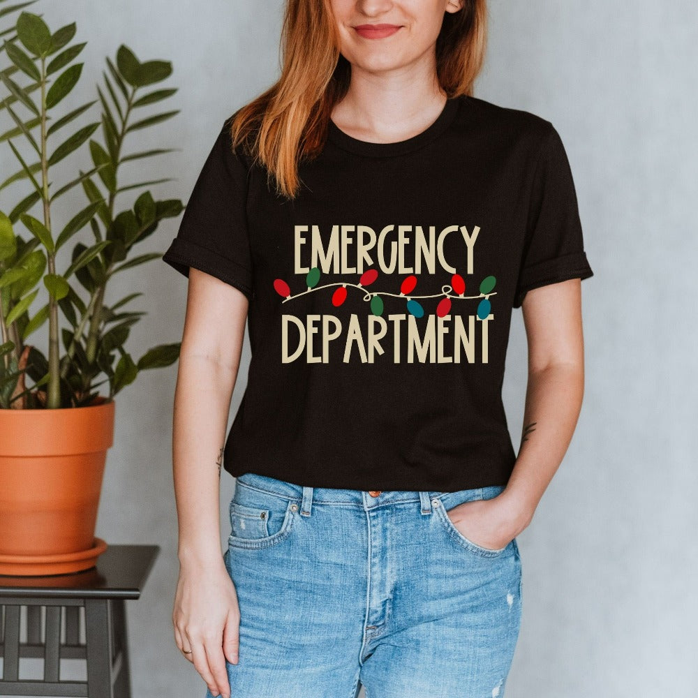 Emergency Department Christmas Lights T-Shirt - Main Image