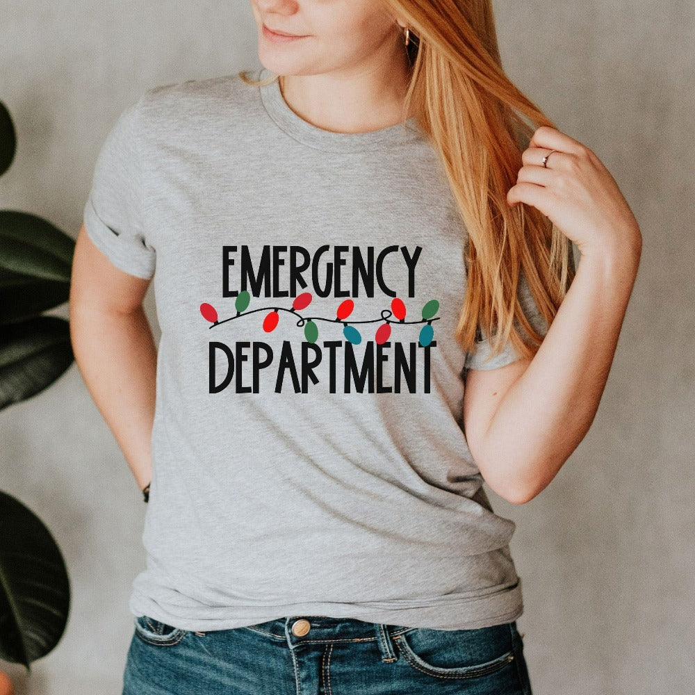 ER Nurse Christmas Shirt, Emergency Department Holiday T-Shirt, Christmas Party Med Surg Nursing School Tee, Hospital Staff Gifts