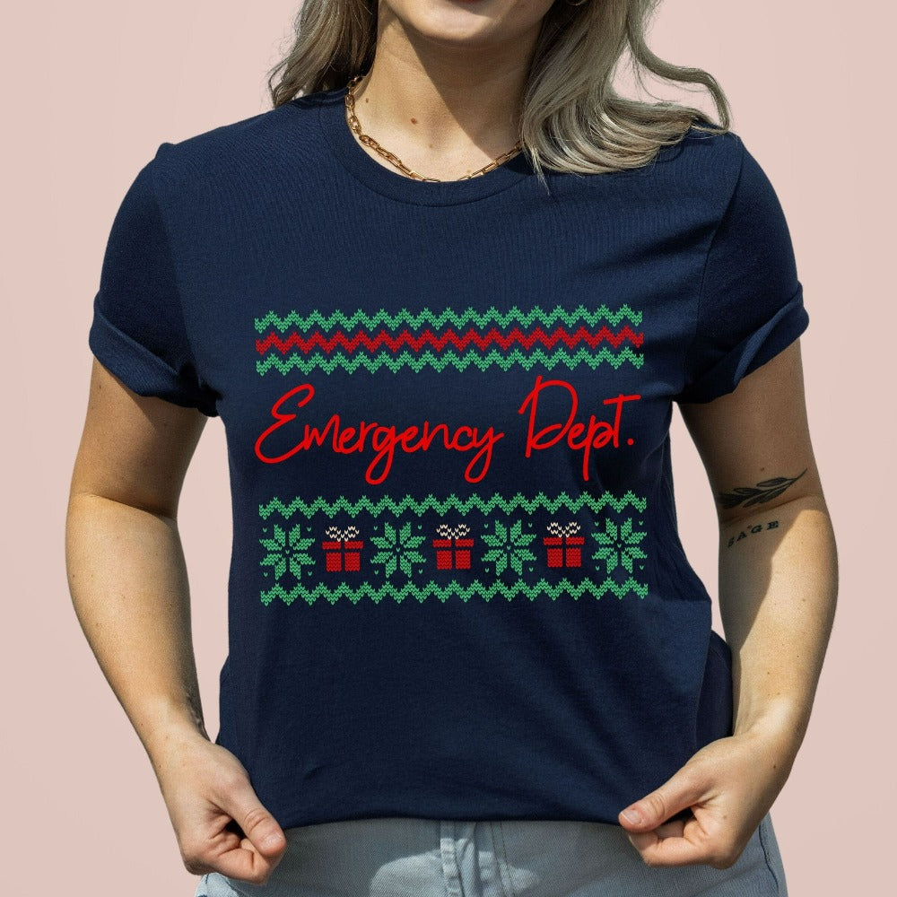 ER Nurse Christmas Shirt, Nurse Christmas TShirts, Nurse Shirt for Christmas, Nursing Student Holiday T-Shirts, Emergency Room Tees