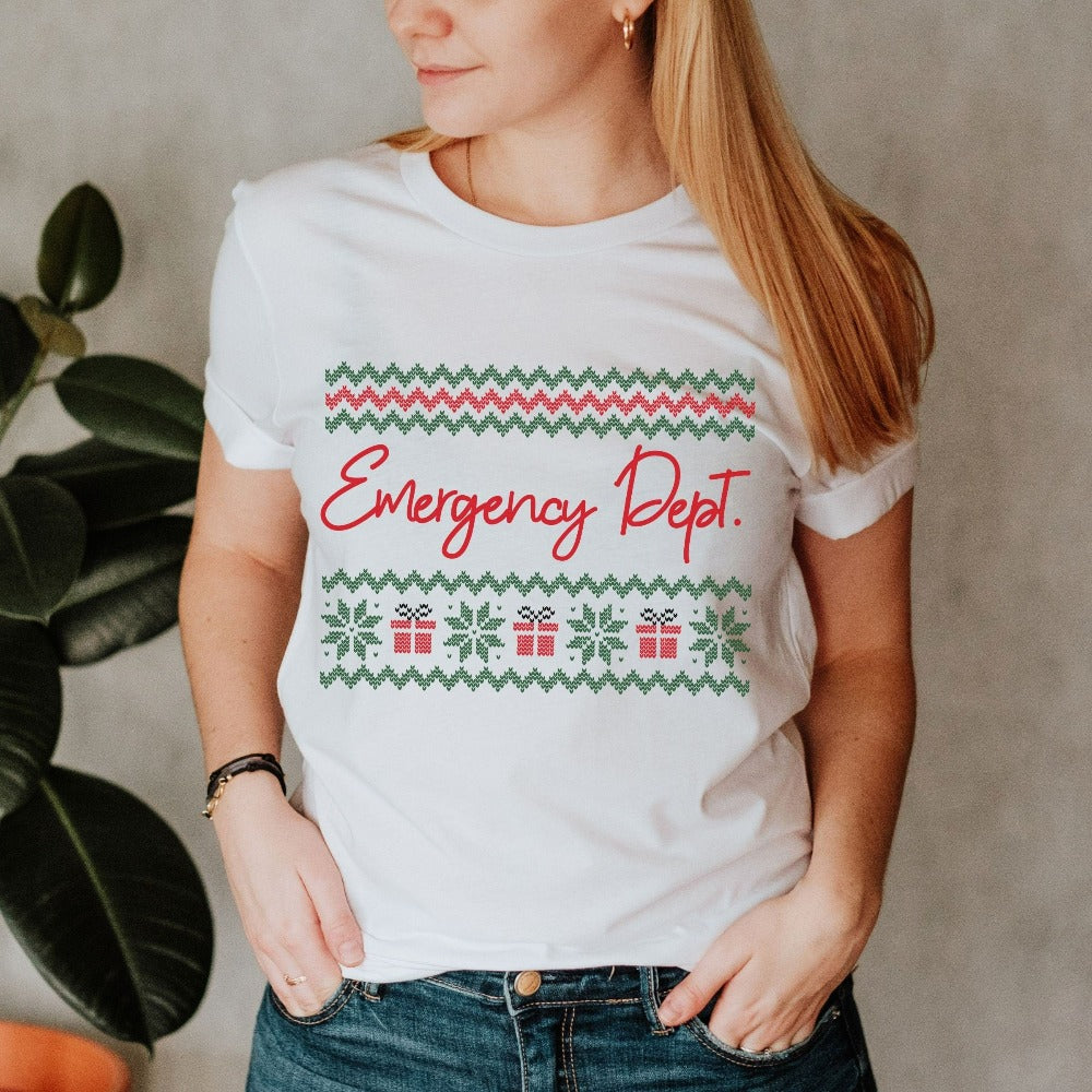 ER Nurse Christmas Shirt, Nurse Christmas TShirts, Nurse Shirt for Christmas, Nursing Student Holiday T-Shirts, Emergency Room Tees