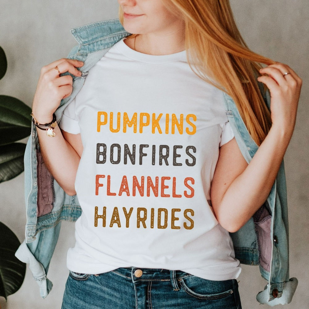 Pumpkin Spice Season Fall Shirt. Ready for pumpkin harvests, bonfires, adorable gifts, hayrides, family thanksgiving reunions, vibrant autumn colors, Halloween and all things cozy? Grab this super adorable shirt perfect for the holiday season's activities.