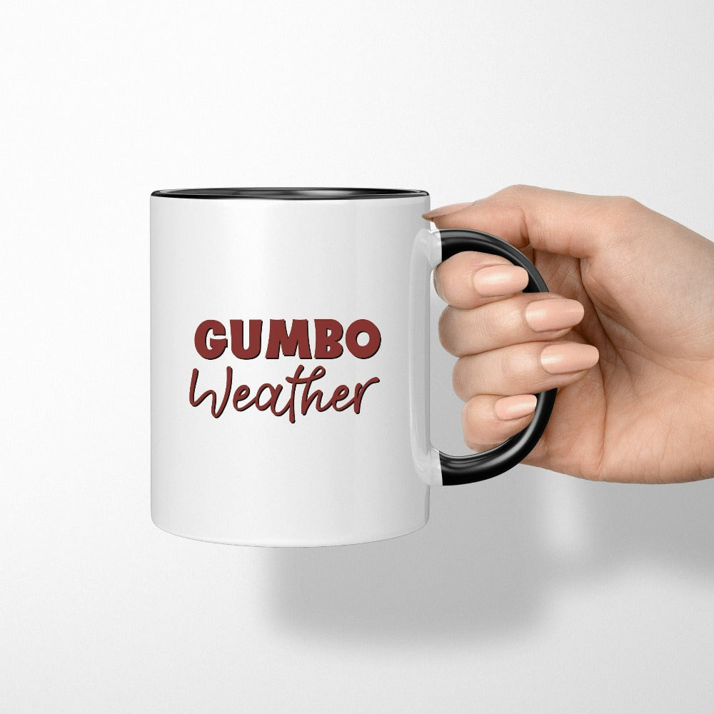 Fall Gumbo Weather Coffee Mug, Love Fall Y'all Louisiana Christmas Gift, Hot Chocolate Holiday Mug, Thanksgiving Family Gift for Mom