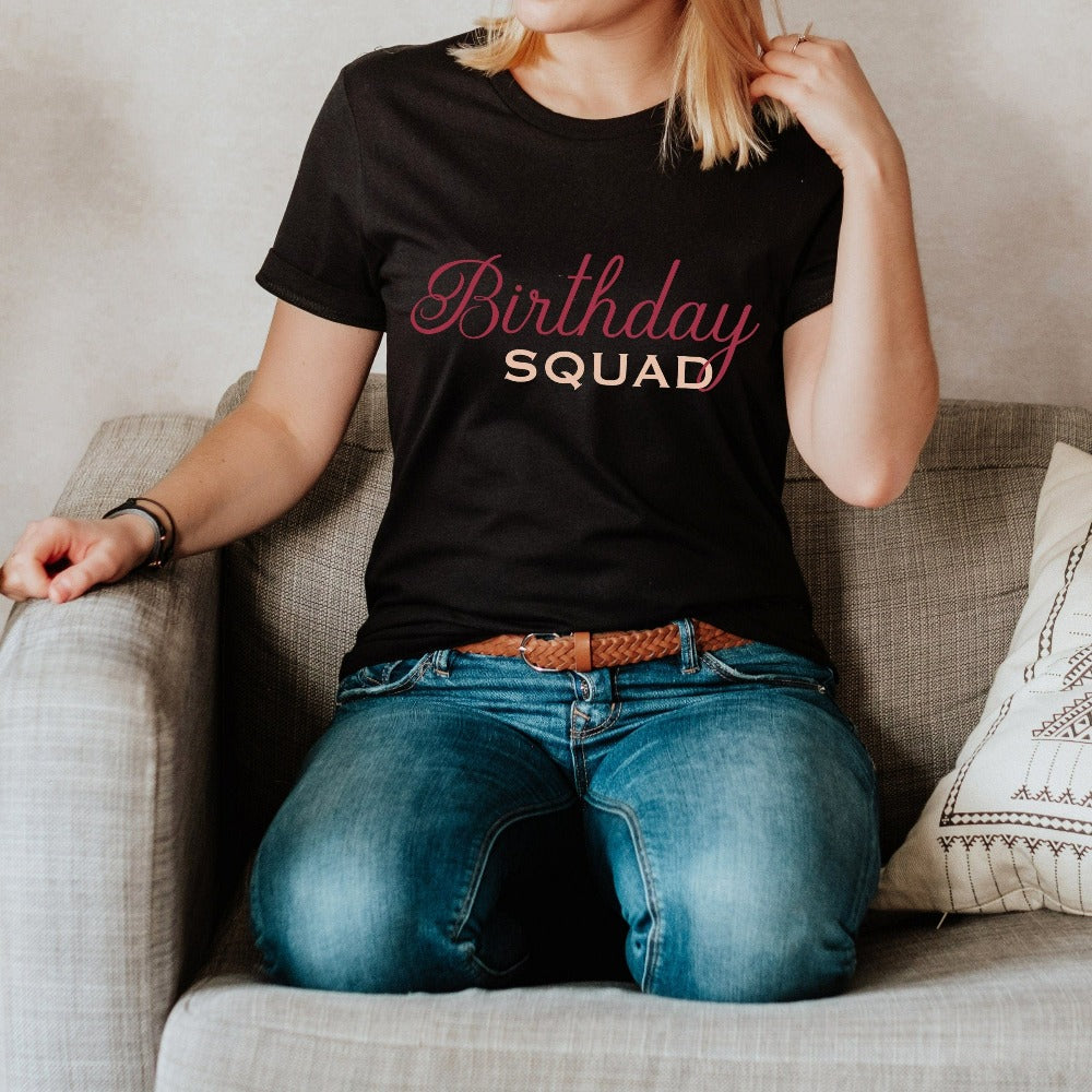 Matching birthday squad shirt for the queen's crew or squad. Perfect for family birthday trips, cousin crew, dream destination travel, birthday cruise, hanging out with your babes and celebrating you new age. This is a great thoughtful gift idea and perfect for celebrating a loved one's new age. If you are planning a birthday party for son, daughter, sister, mom, best friend, sibling, or any other loved one you want to celebrate, this outfit is a nice gesture
