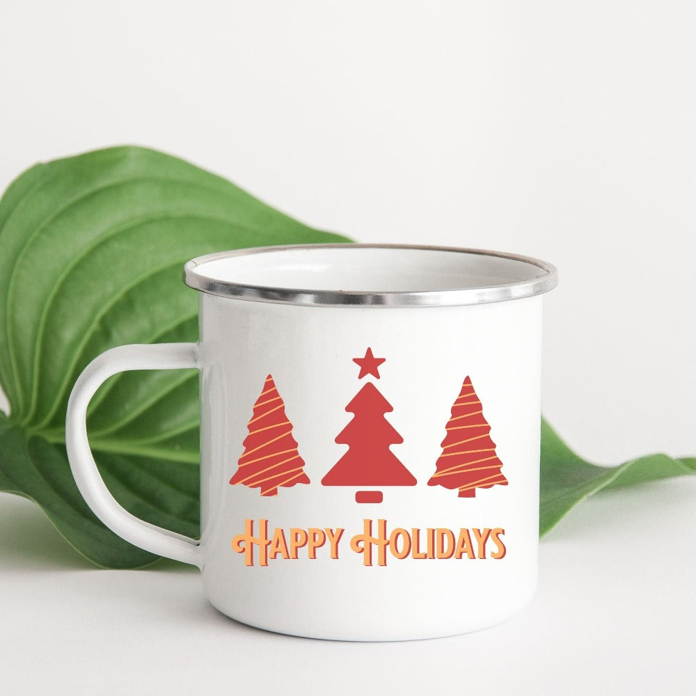 Family Christmas Mug, Hot Chocolate Christmas Mug, Christmas Souvenir Gift for Family Reunion, Happy Holiday Christmas Tree Coffee Mug for Wife Spouse Girlfriend