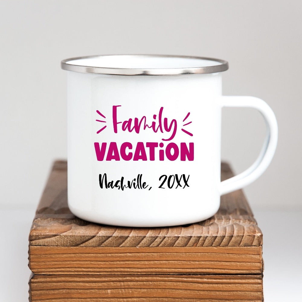 Matching family vacation souvenir is the perfect custom way to get into the vacay mode. Customized with name and personalized to stand out, this is a sure winner for the whole travel crew. Get your squad ready for trip, cruise or beach life adventure!  Family Name Matching Custom Vacation Coffee Mug, Memorable Souvenir for Group Travel, Travelling Couple Sister Trip Getaway Mug Gifts