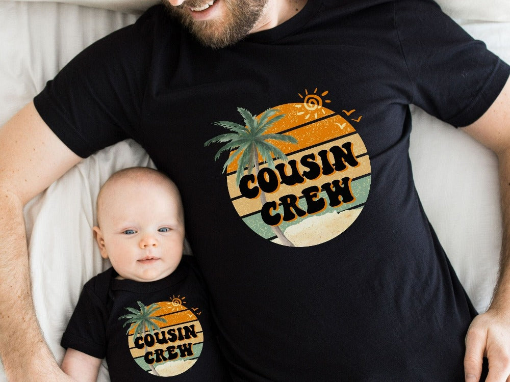 Get the family closer with this retro vintage look cousin crew gift idea. This matching shirt brings up great memories of family adventures, camping, hiking, vacations, making time for each other, together. This is a perfect matching travel tee souvenir for beach life or island cruise.