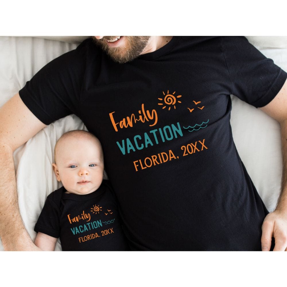 Family Vacation Sun Customized T-Shirt Black / TODDLER-3T