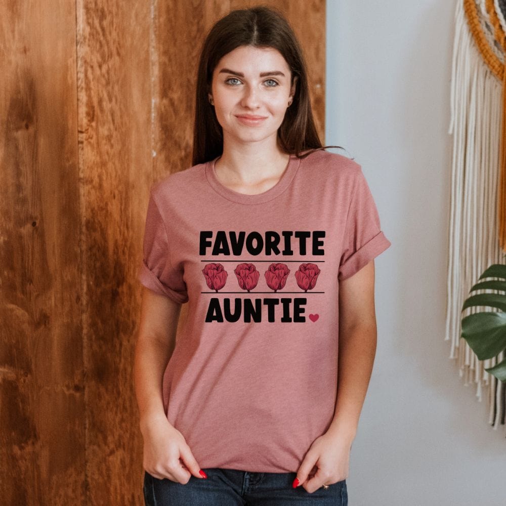 Show your love and gratitude on your auntie by giving this best aunt ever shirt. A thanksgiving and cute gift from a nephew or niece for being the best aunt and having her as your mom sibling. A novelty floral shirt great for a family reunion.