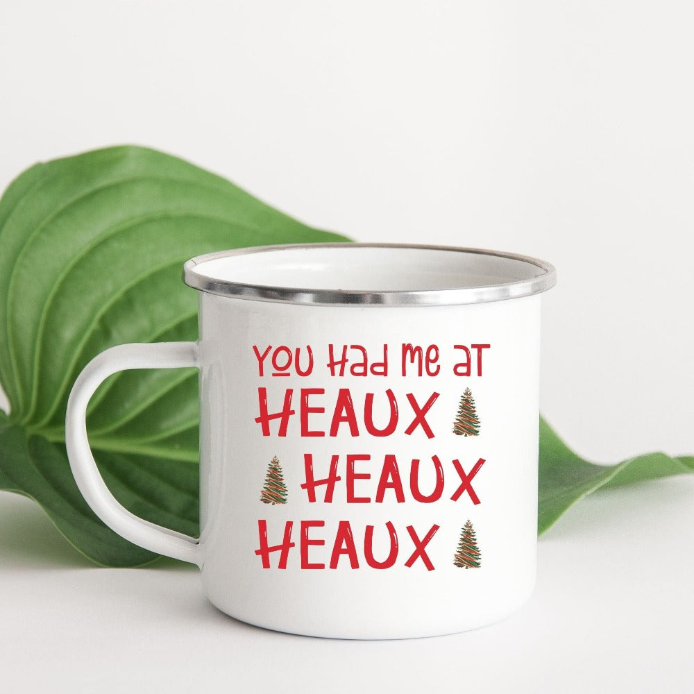 Funny Christmas Coffee Mug, Xmas Holiday Campfire Cup, Hot Chocolate Beverage Cup, Enamel Ceramic Mug, Heaux Ho Cute Christmas Gifts, Christmas Mug