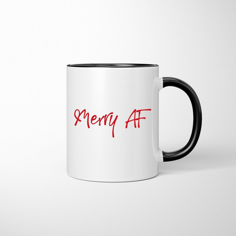 Funny Christmas Gifts, Merry Christmas Mug, Naughty List Coffee Mug, Campfire Enamel Mug, Merry AF Stocking Stuffer, Family Xmas Gift, Christmas Mug