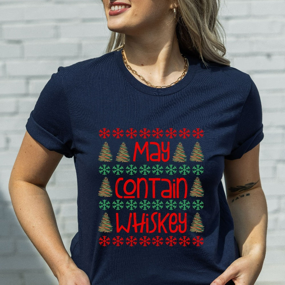 Funny Christmas Shirt, Holiday T-shirts, Christmas Pajama, Happy Holidays Shirt, Bachelor Party Xmas Tees, Whiskey Lover Winter Tees