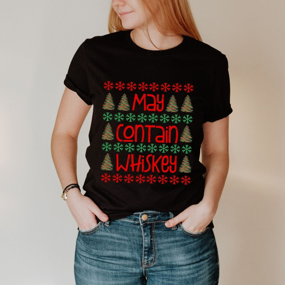 Funny Christmas Shirt, Holiday T-shirts, Christmas Pajama, Happy Holidays Shirt, Bachelor Party Xmas Tees, Whiskey Lover Winter Tees