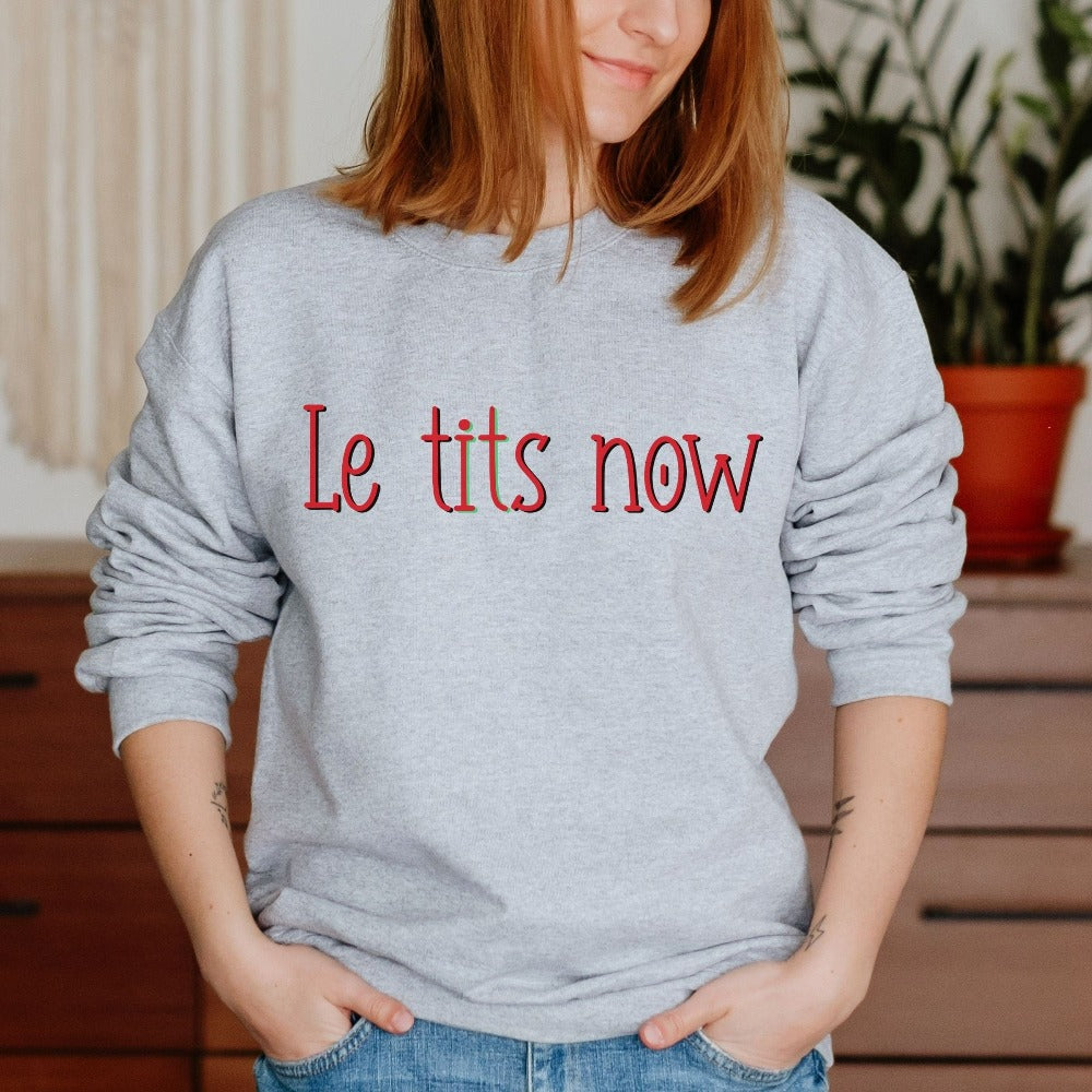 Funny Christmas Sweater, Merry Christmas Present, Let it Snow Crewneck Sweatshirt Women, Xmas Holiday Gift Ideas for Ladies, Shirt T