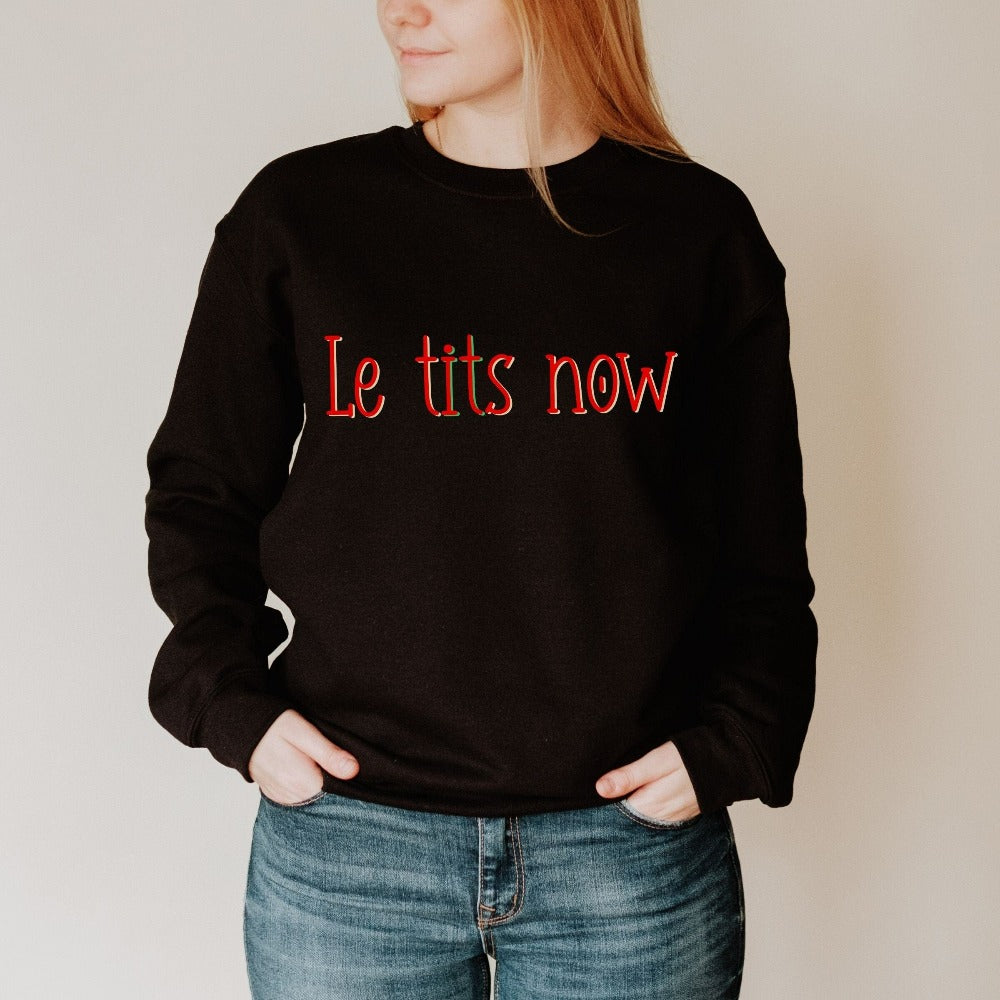 Funny Christmas Sweater, Merry Christmas Present, Let it Snow Crewneck Sweatshirt Women, Xmas Holiday Gift Ideas for Ladies, Shirt T 