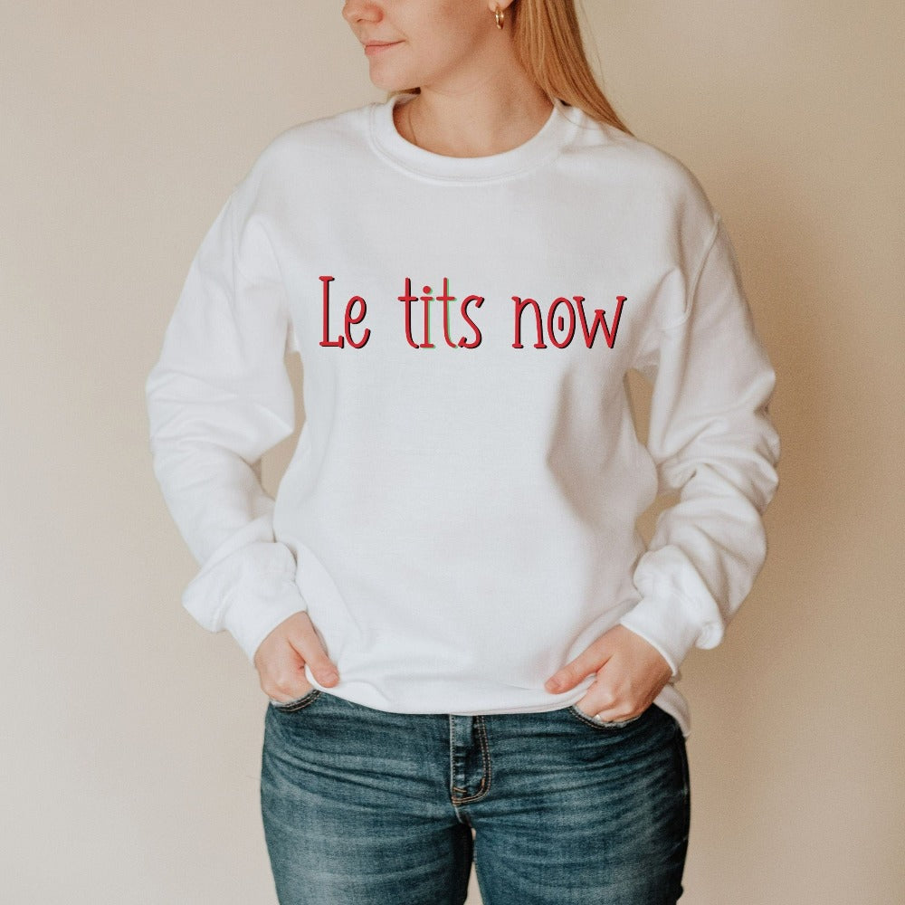 Funny Christmas Sweater, Merry Christmas Present, Let it Snow Crewneck Sweatshirt Women, Xmas Holiday Gift Ideas for Ladies, Shirt T 