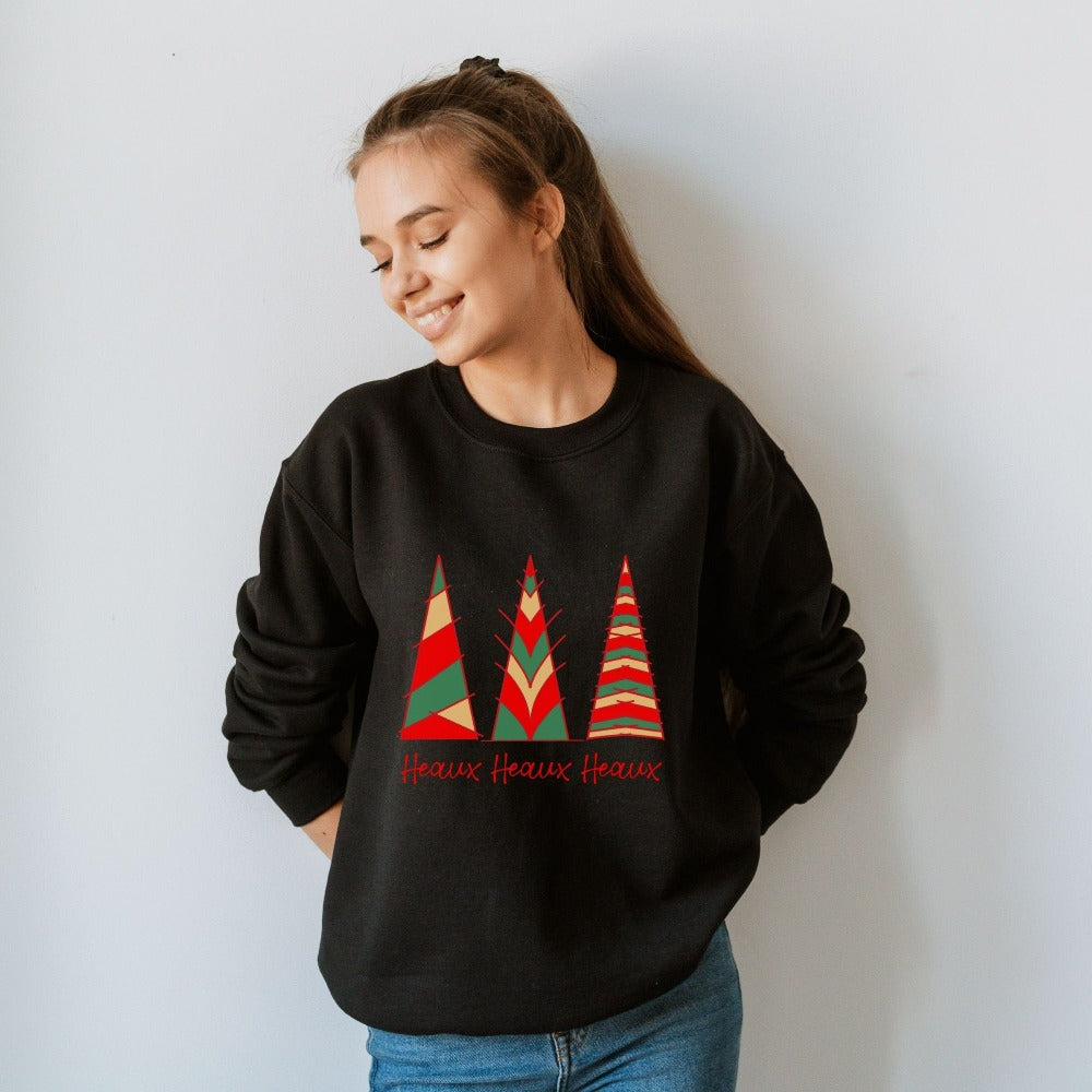 Funny Christmas Sweatshirt, Ho Ho Ho Christmas Sweater, Heaux Heaux Heaux Holiday Sweatshirt, Christmas Tree Sweatshirt, Xmas Gifts for Friend Bestie BFF