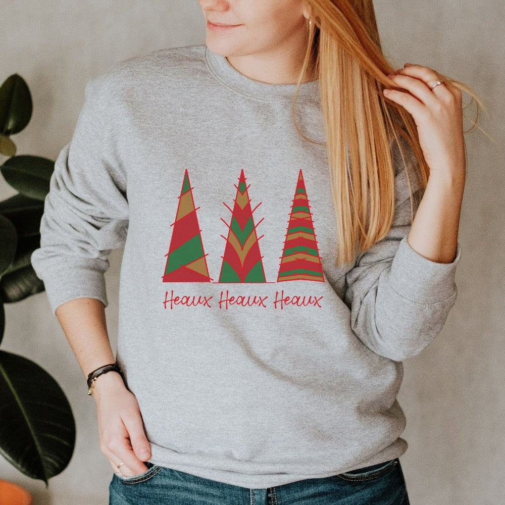 Funny Christmas Sweatshirt, Ho Ho Ho Christmas Sweater, Heaux Heaux Heaux Holiday Sweatshirt, Christmas Tree Sweatshirt, Xmas Gifts for Friend Bestie BFF