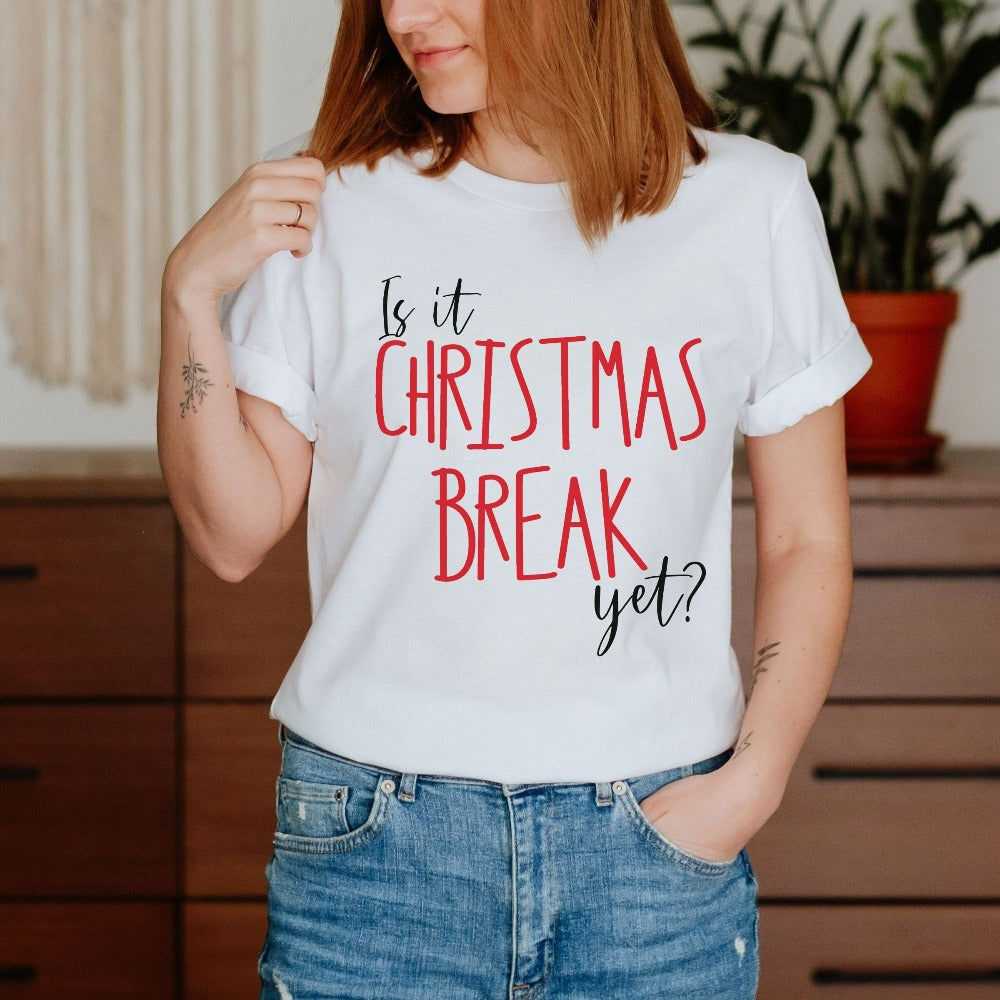 Funny Christmas T-Shirts, Christmas Gift for Teacher Librarian, Christmas Break Shirt, Cute Christmas Teacher School Xmas Tees, Winter Tees