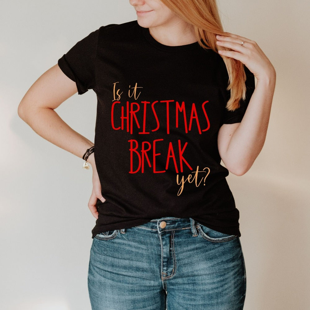 Funny Christmas T-Shirts, Christmas Gift for Teacher Librarian, Christmas Break Shirt, Cute Christmas Teacher School Xmas Tees, Winter Tees