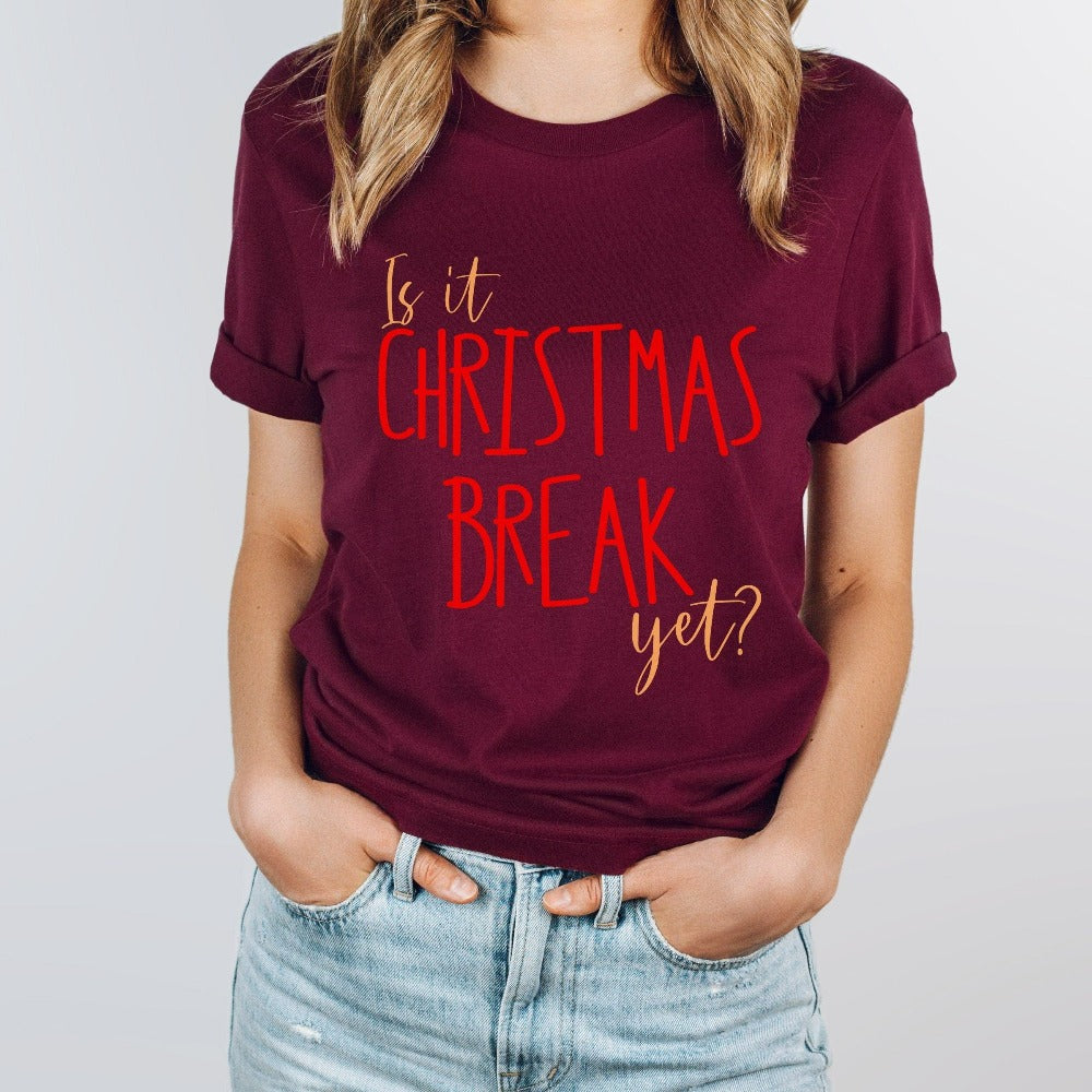 Funny Christmas T-Shirts, Christmas Gift for Teacher Librarian, Christmas Break Shirt, Cute Christmas Teacher School Xmas Tees, Winter Tees