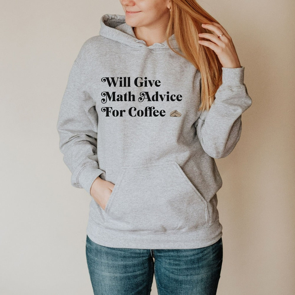 Funny mathematics teacher sweatshirt. This colorful retro math teacher casual top is perfect for elementary, middle or high school arts teacher. Make a great back to school team outfit, Christmas gift, first day or last day of school shirt or summer break shirt.