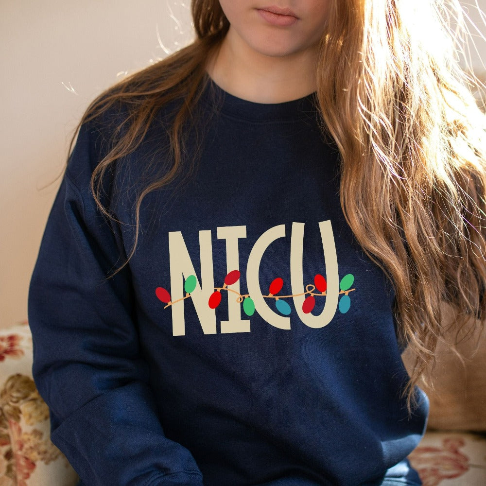 Funny NICU Christmas Sweatshirt, PICU Nurse Holiday Sweater, Maternity Ward Labor Delivery Nurse Gifts, Pediatrician Xmas Shirts