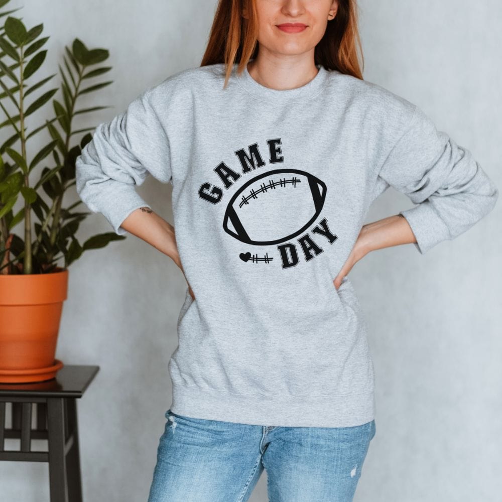 We all love sports like football, basketball, baseball and volleyball. This game day sweatshirt will be great for sport lover like mom, dad, teenager son and daughter. A sporty sweatshirt while having a great time watching playoffs or championship game.
