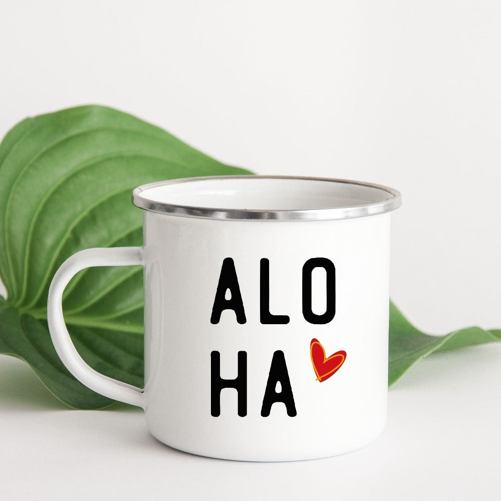 Aloha with this cute vacation coffee mug souvenir for your family beach island cruise, dream destination honeymoon getaway, mother daughter weekend adventure, girls trip matching outfit. This perfect vibrant Hawaii travel gift idea is great for your summer break gift for your favorite traveler crew.