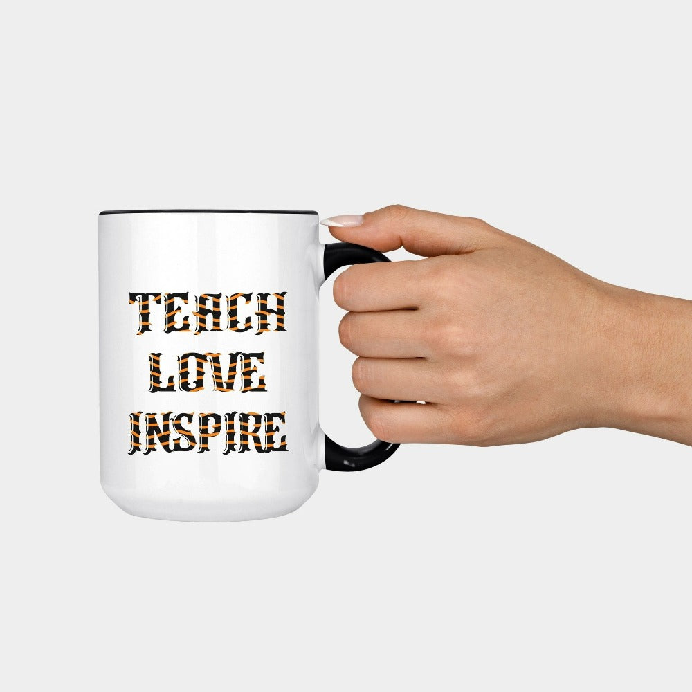 Inspirational coffee mug gift idea for teacher, trainer, instructor and homeschool mama. Show appreciation to your favorite grade teacher with this vibrant trendy beverage cup. Perfect for elementary, middle or high school, back to school, last day of school, summer or spiring break. Great for everyday use both in and out of the classroom.