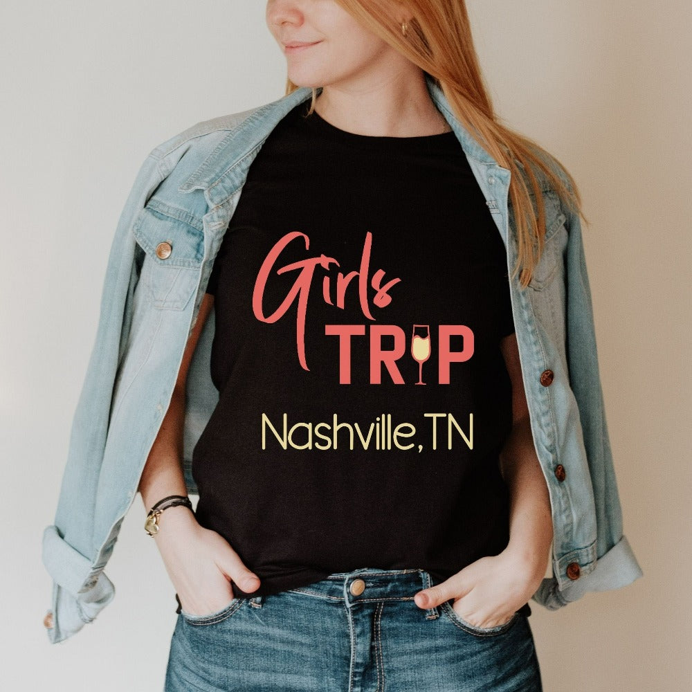 Travel or cruise with your besties and BFF in this cute girls' trip outfit. Perfect road trip shirt for bridesmaid, sorority sister, bachelorette party or that dream adventure on summer break. Get in the vacation spirit and vacay mode in style.