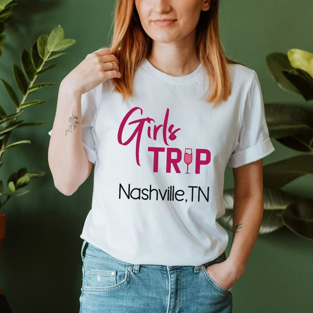 Travel or cruise with your besties and BFF in this cute girls' trip outfit. Perfect road trip shirt for bridesmaid, sorority sister, bachelorette party or that dream adventure on summer break. Get in the vacation spirit and vacay mode in style.