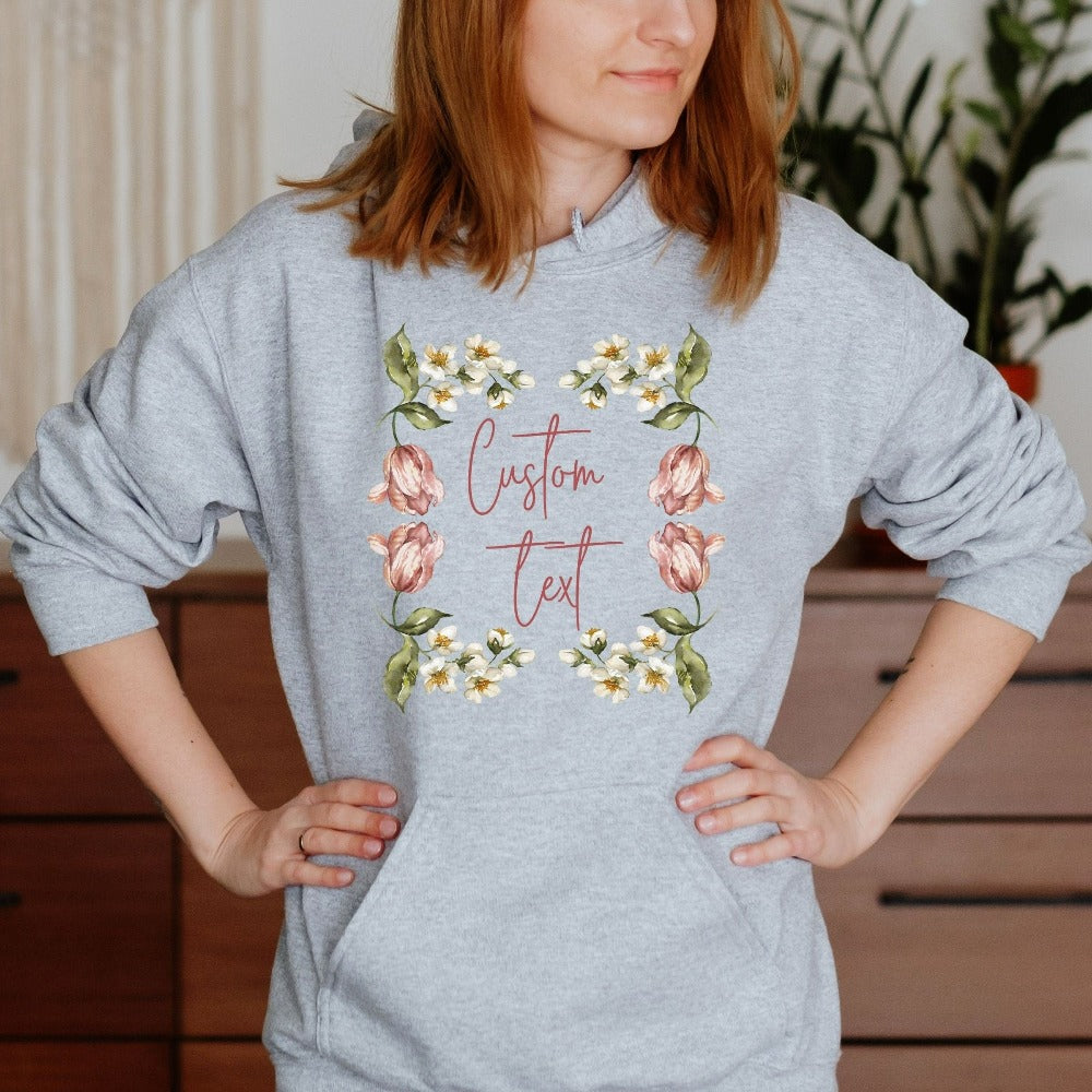 Floral Custom Text Customized Hoodie