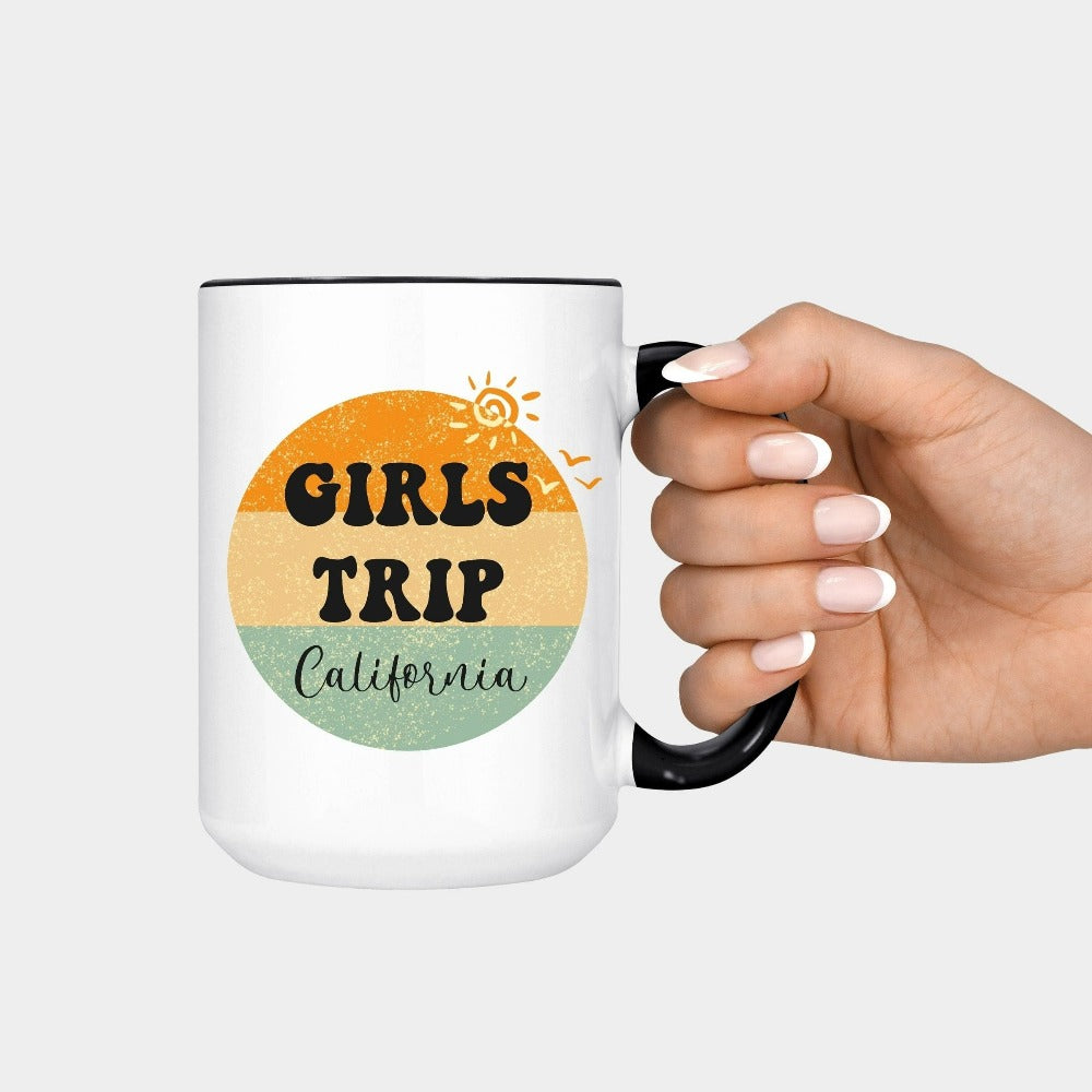 Customize for a personal touch. Make a memorable travel or cruise with your besties and BFF with this cute girls' trip souvenir. Plan a perfect camping road trip for bridesmaid, sorority sister, bachelorette party or that dream adventure on summer break. Get in the vacation spirit and vacay mode in style.