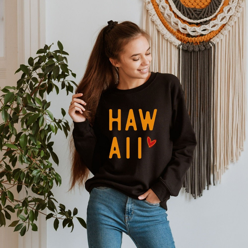 Aloha with this cute vacation apparel for your Hawaii beach island cruise, dream destination honeymoon getaway, mother daughter weekend adventure, girls trip matching outfit. This perfect vibrant Hawaii travel souvenir is great for your summer break gift for your favorite traveler crew.