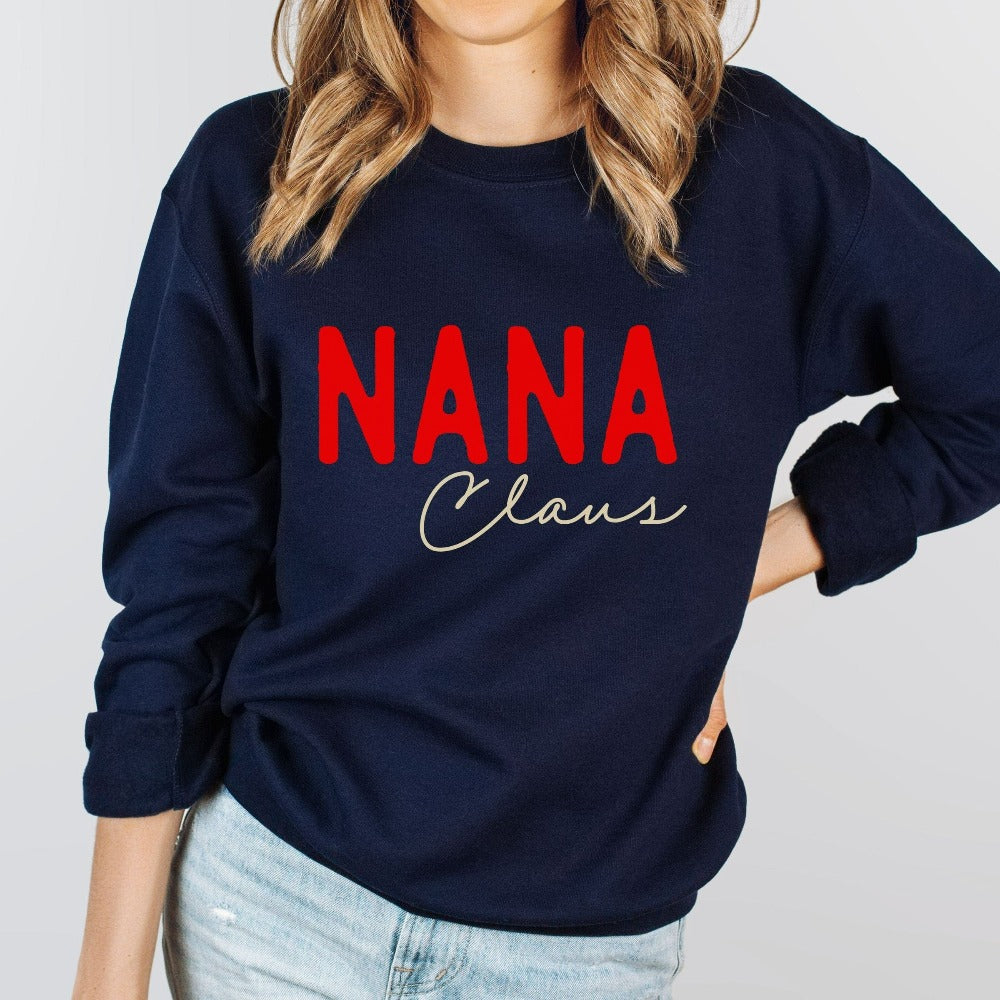 Grandma Christmas Sweatshirt, Cute Grandmother Xmas Sweater for Ladies, Nana Claus Funny Christmas Shirts, Christmas Gift for Women, Christmas Top