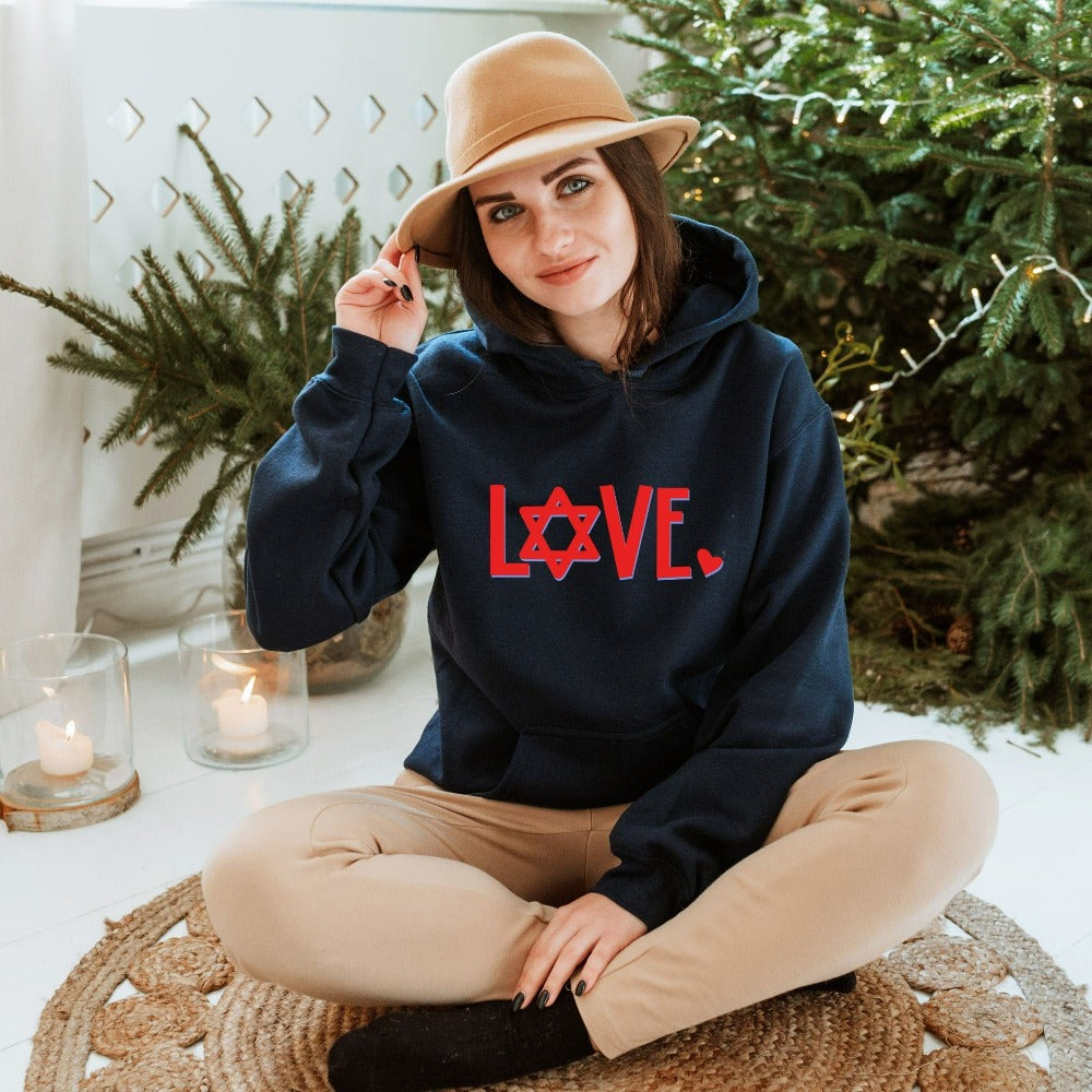 Hanukkah Sweatshirt, Valentine's Day Sweater for Women, Valentines Gift Idea for Jewish Spouse, VDay Lovers Day Heart Love Top 