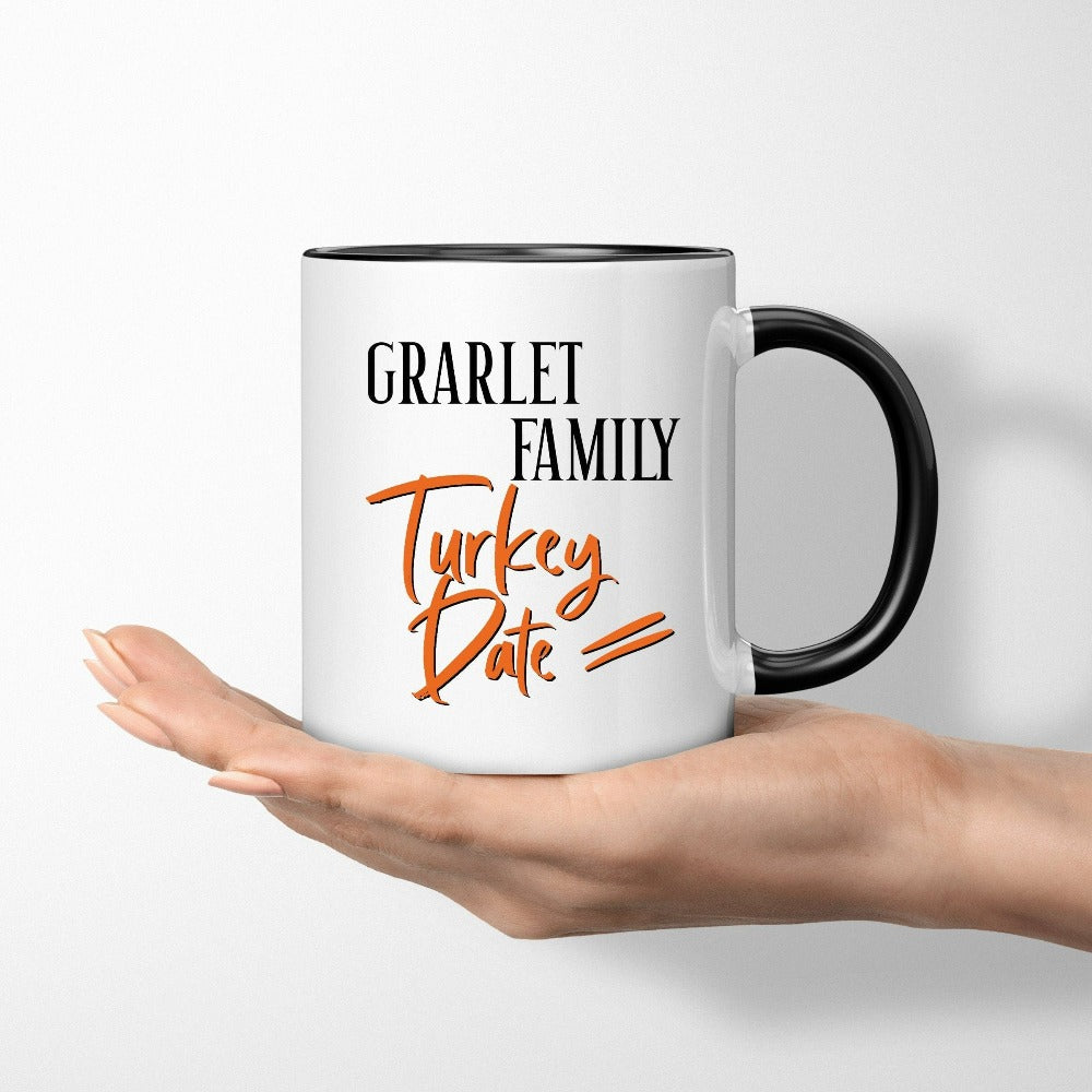 Get the turkey vibes with a custom family thanksgiving coffee cup. Perfect for holidays, family reunions, family trips including grandparents, mom dad sibling, kids and infants. Make this years traditions extra special with a customized gift idea.