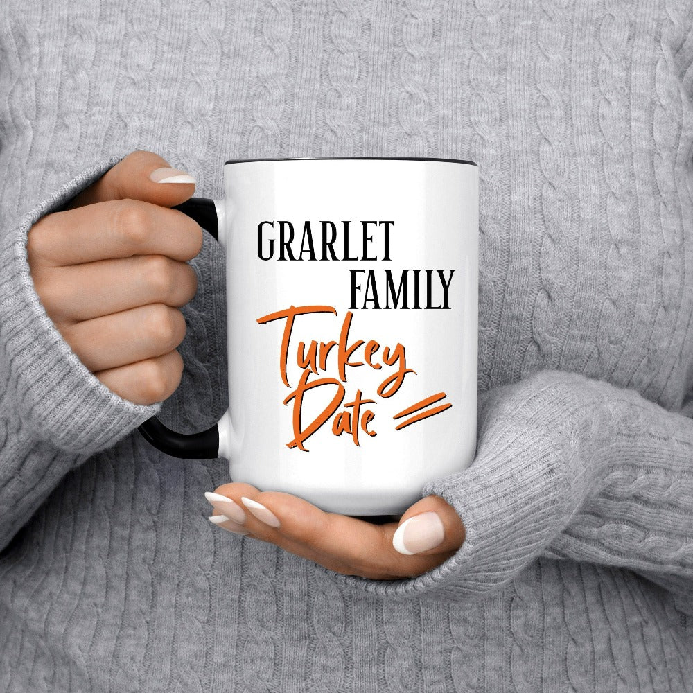 Get the turkey vibes with a custom family thanksgiving coffee cup. Perfect for holidays, family reunions, family trips including grandparents, mom dad sibling, kids and infants. Make this years traditions extra special with a customized gift idea.