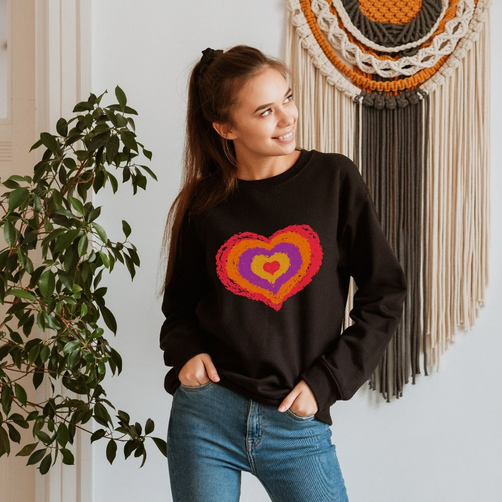 Valentines Day Sweatshirt. Valentines Day hearts graphic sweatshirt. Express love and show appreciation with this expressive shirt. This cute and adorable gift idea is perfect for birthdays, Christmas holidays, family reunions for a friend, family, girlfriend, wife, spouse or co-worker. Also makes a great Mother's Day present.