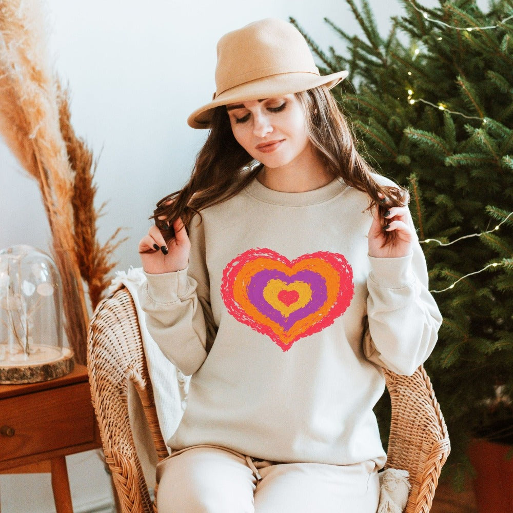 Valentines Day Sweatshirt. Valentines Day hearts graphic sweatshirt. Express love and show appreciation with this expressive shirt. This cute and adorable gift idea is perfect for birthdays, Christmas holidays, family reunions for a friend, family, girlfriend, wife, spouse or co-worker. Also makes a great Mother's Day present.