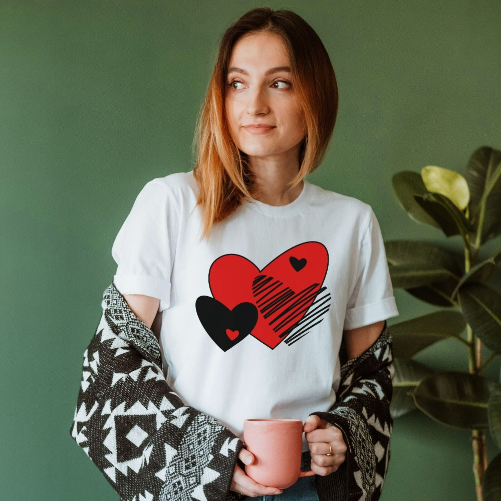 Heart Shirt Gift for Valentines Day, Valentine Heart Tee for Mom Wife Sister Daughter, Valentine's Day T-Shirt, Cute Love Tees