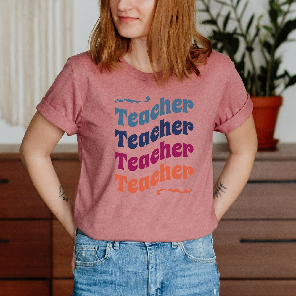 Cute shirt gift idea for teacher, trainer, instructor and homeschool mama. Show appreciation to your favorite grade teacher with this vibrant trendy t-shirt. Perfect for elementary, middle or high school, back to school, last day of school, summer or spring break. Great for everyday use both in and out of the classroom.