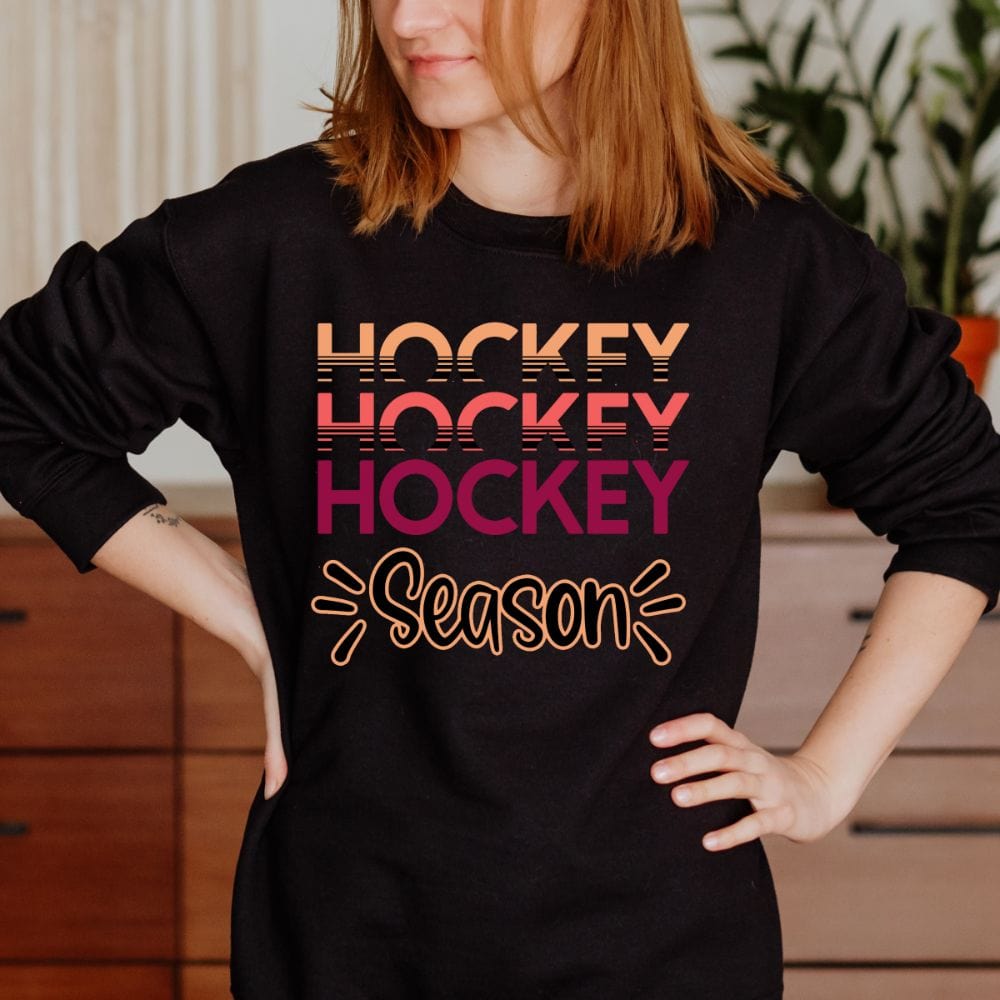 This empowered hockey season sweatshirt is a perfect gift idea. A perfect sport sweatshirt to wear for hockey lover and player during hockey season competition. An ideal gift for mom, wife, sister and grandma on birthday and Christmas.