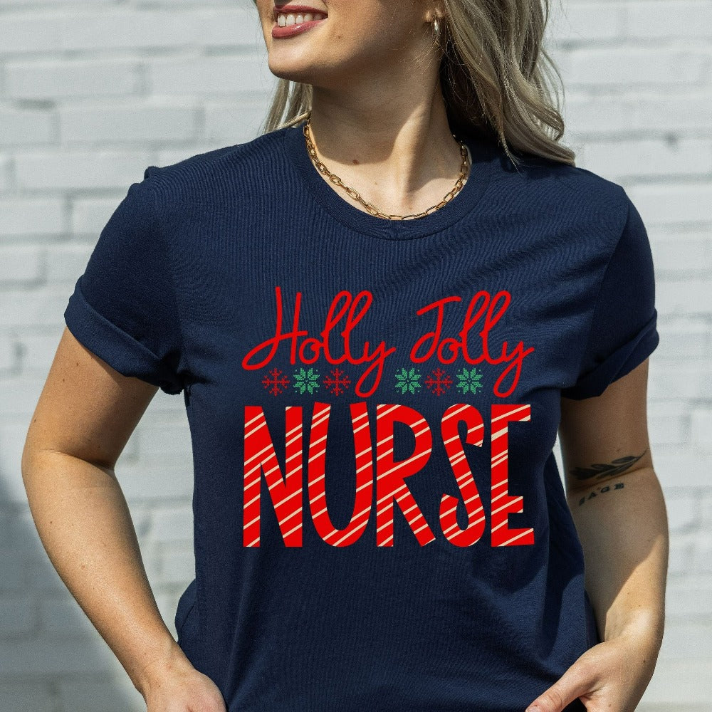 Holiday Gift for Nurses, RN Christmas Shirt, Cute Christmas T-Shirt, Women's Holiday Tees, ICU Nurse Christmas Day Shirt, Xmas Gifts for Medical Staff