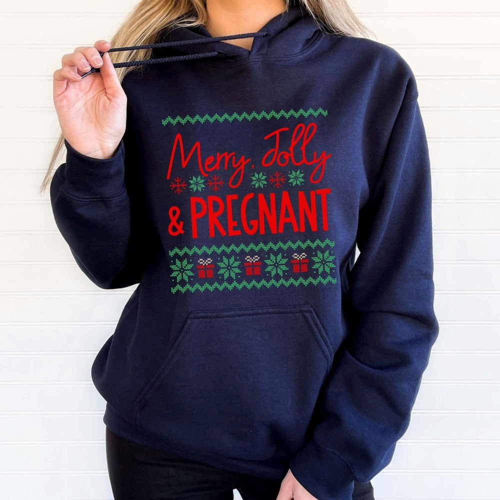 Holiday Mom Sweater, Christmas Maternity Sweatshirt, Baby Shower Christmas Gift for Pregnant Bestie Coworker, Mom Winter Sweatshirts, Pregnancy Announcement
