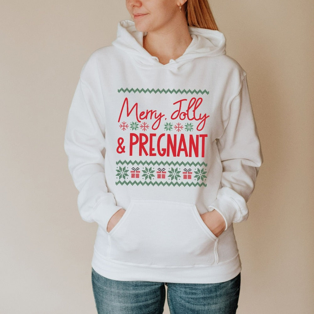 Holiday Mom Sweater, Christmas Maternity Sweatshirt, Baby Shower Christmas Gift for Pregnant Bestie Coworker, Mom Winter Sweatshirts, Pregnancy Announcement