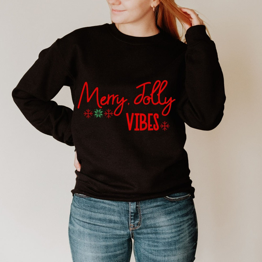 Holiday Sweater for Women, Funny Christmas Top for Coworker Office Staff, Couple Group Christmas Sweater, Christmas Vibes Sweatshirt