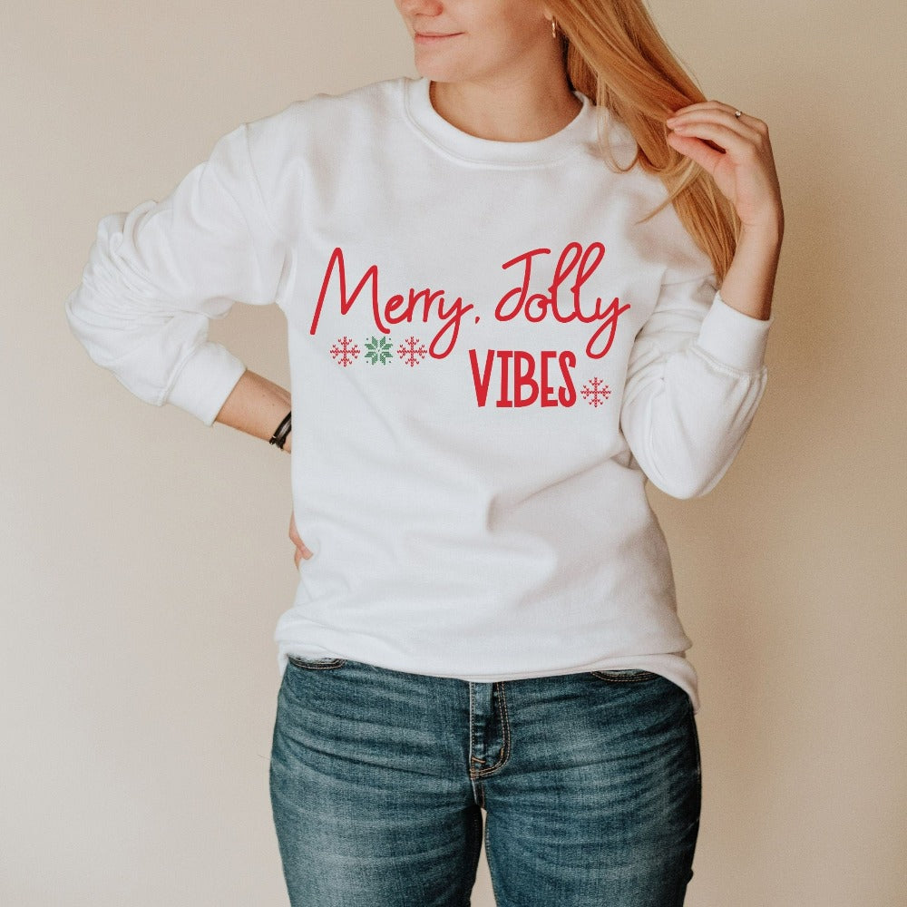 Holiday Sweater for Women, Funny Christmas Top for Coworker Office Staff, Couple Group Christmas Sweater, Christmas Vibes Sweatshirt