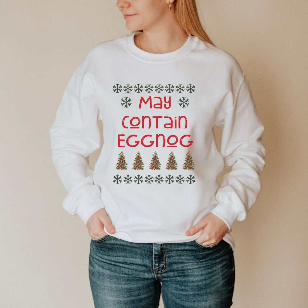 Holiday Sweatshirt for Ladies, Eggnog Lovers Christmas Sweater, Family Christmas Vacation Shirts, Christmas Present, Xmas Gift Ideas, Matching Group Holiday Top
