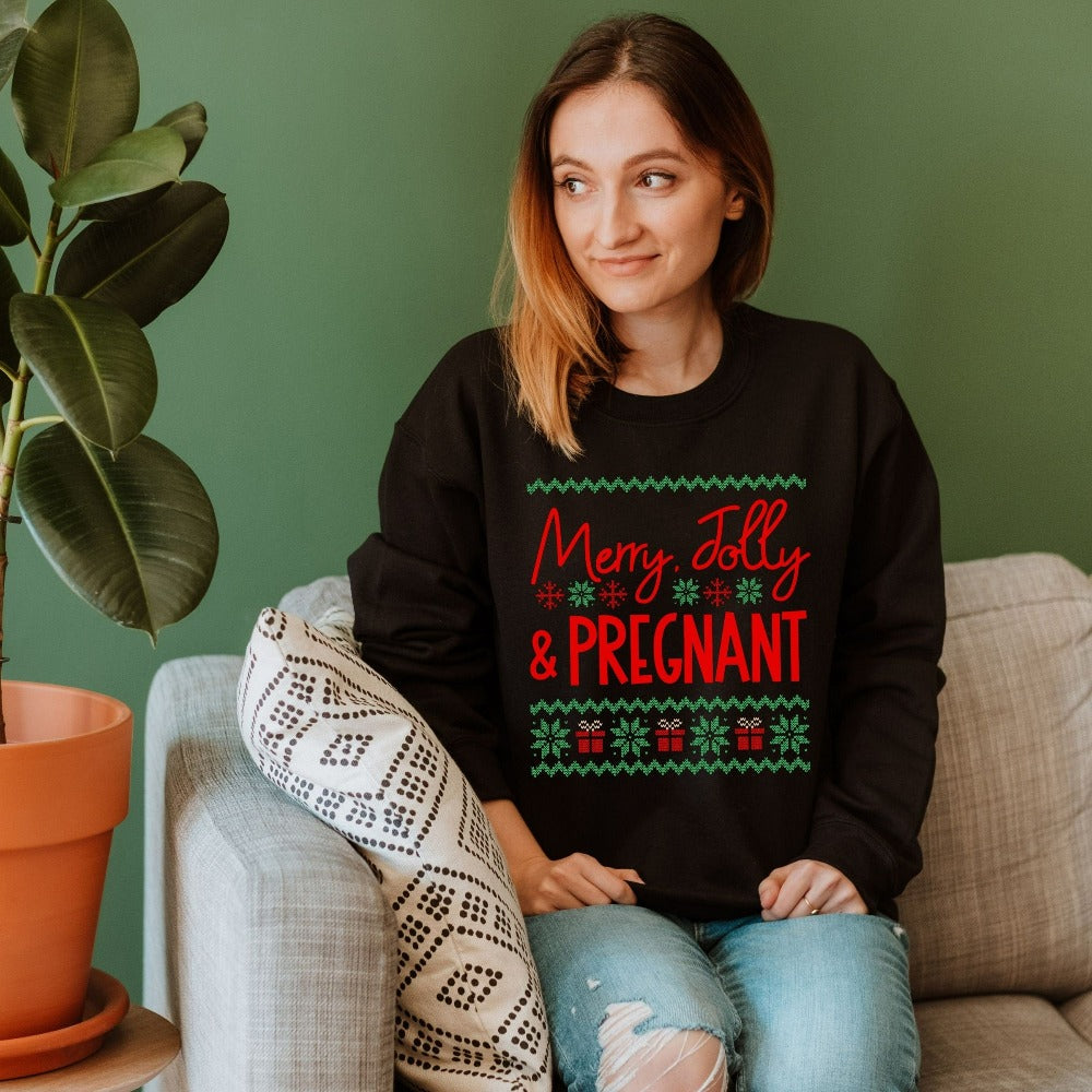 Holiday Sweatshirt for Wife Spouse, Pregnancy Christmas Sweater, Family Christmas Pajamas, Merry Christmas Gift for Pregnant Friend, Pregnancy Reveal Xmas Top